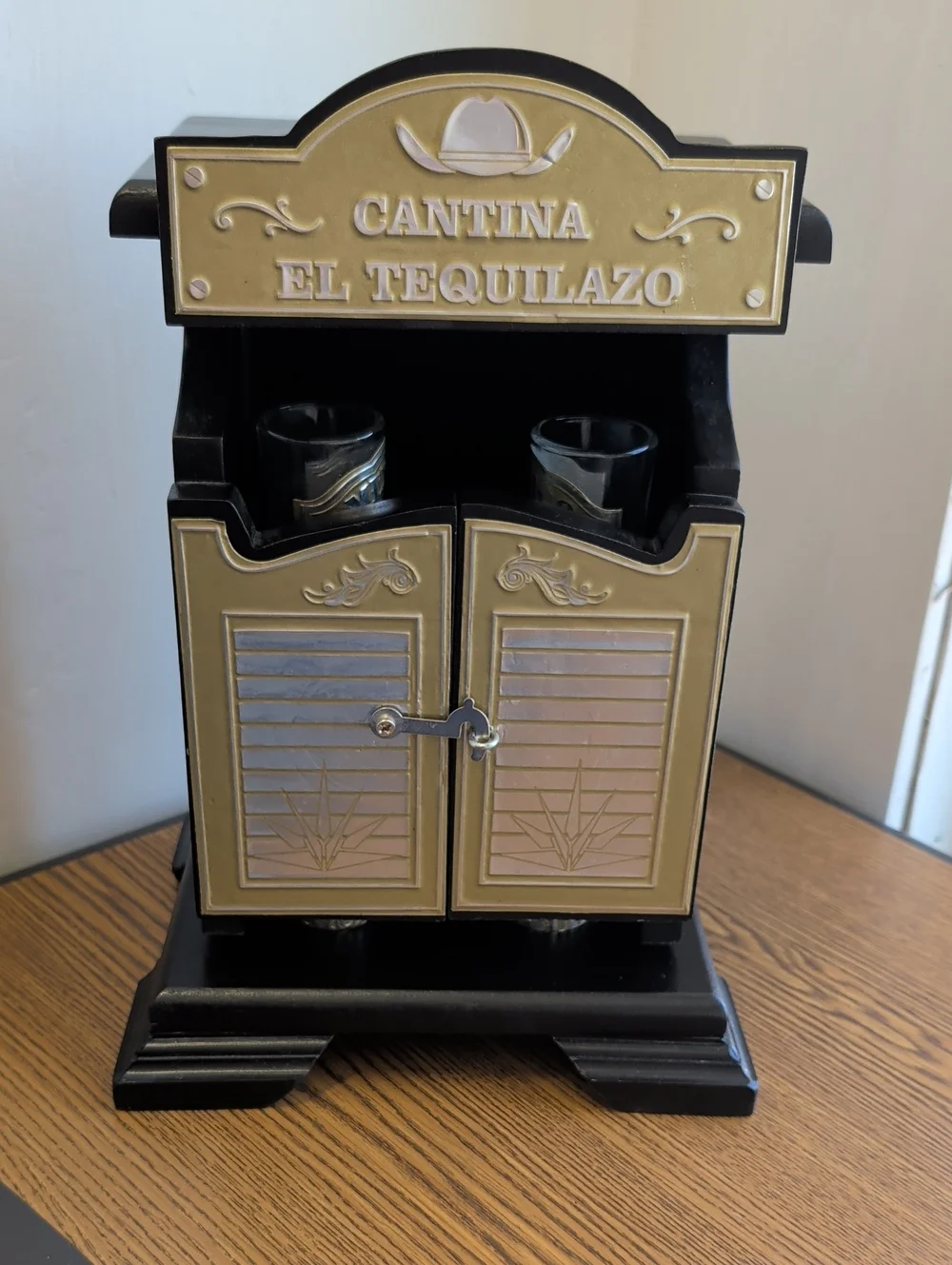 Decorative Shot Glass Cabinet - Black and Gold